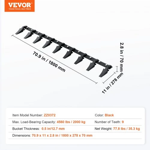 VEVOR Kaušo dantų juosta, 72 col., 9 dantų, 4560 lbs, varžtinis tvirtinimas