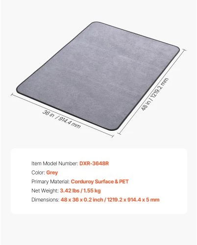 VEVOR Kėdės kilimėlis 915 x 1225 mm, skirtas kietoms grindims, pilkas