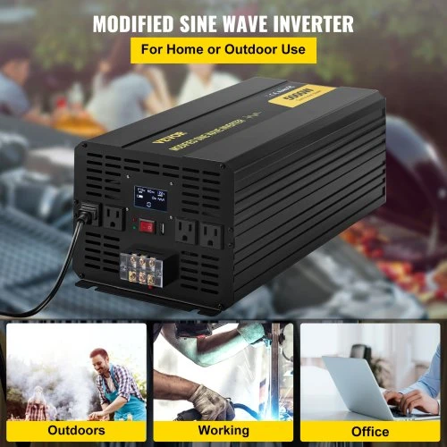 VEVOR Keitiklis su modifikuota sinusine banga 5000 W, DC 12 V į AC 120 V, GYM-5000W