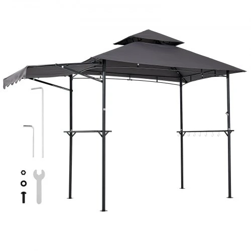 VEVOR Kepsninės pavėsinė, 2,43 x 1,5 m, dviaukštis stogas, su papildomu stogeliu
