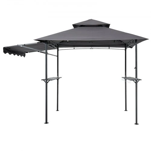 VEVOR Kepsninės pavėsinė, 2,43 x 1,5 m, dviaukštis stogas, su papildomu stogeliu