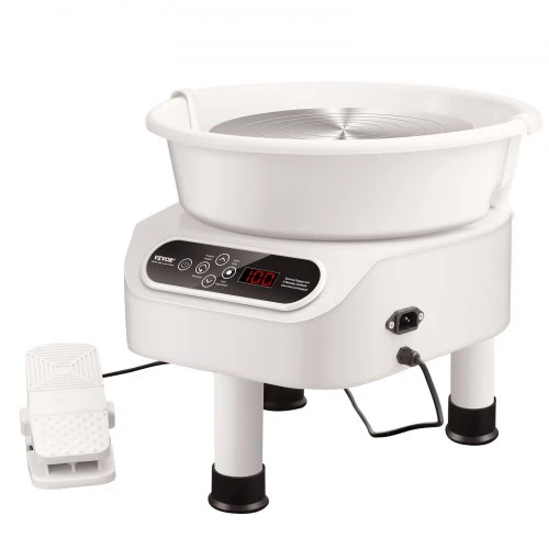 Koduva VEVOR keramikos žiedimo staklės 27,9 cm, kojinis pedalas, jutiklinis ekranas, 450 W, 3 kojelės, baltos