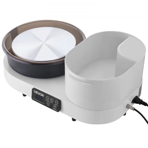 Koduva VEVOR keramikos žiedimo staklės su koja valdomu pedalu, 28 cm aliuminio disku, 450 W, 30–300 aps./min., baltos