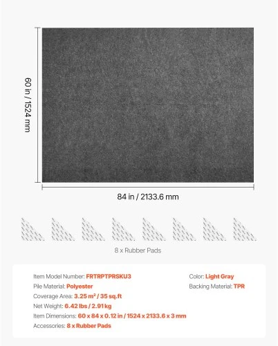 Koduva VEVOR kilimo paklotas 1,52 x 2,13 m, neslystantis, su veltinio ir guminio pagrindo sluoksniais
