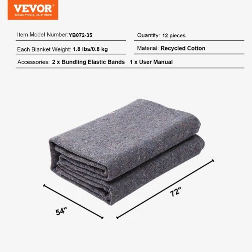 Koduva VEVOR kilnojimo antklodės, 182,9 x 137,2 cm, 12 vnt., perdirbta medvilnė