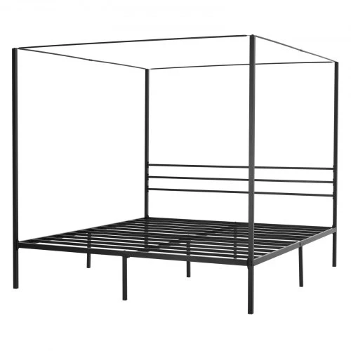 VEVOR King Size metalinė stoginė lovos rėmas, juodas, su keturiais stulpais