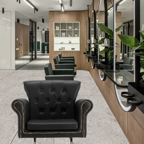 VEVOR Kirpyklos kėdė, saloninė kėdė su hidrauliniu siurbliu, 360° sukama, juoda