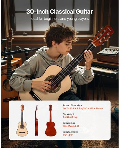 VEVOR Klasikinė gitara, 780 mm, natūrali
