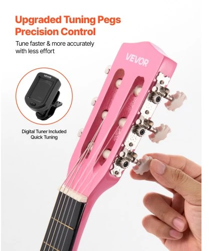 VEVOR Klasikinė gitara 780 mm, pradedančiųjų rinkinys, 30 colių, rožinė