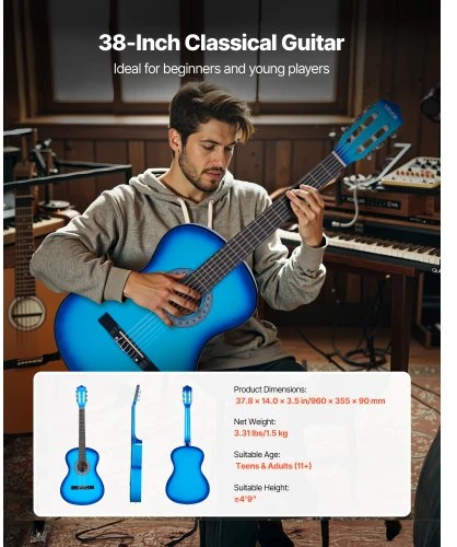 Koduva VEVOR klasikinė gitara 960 mm, mėlyna