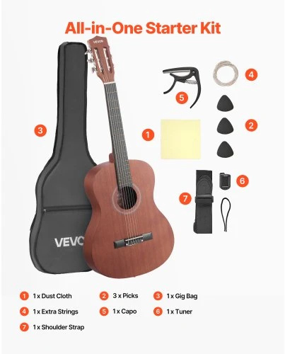 VEVOR Klasikinė gitara M5821, 900 mm, natūrali