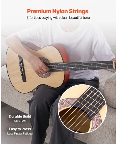 VEVOR Klasikinė gitara M5831, 960 mm, natūrali, su priedų rinkiniu