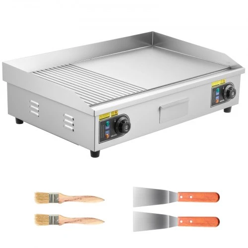 VEVOR Komercinė elektrinė keptuvė, 28,54 x 15,75 col., 4400 W, reguliuojama 50–300 °C, nerūdijančio plieno