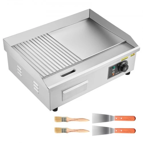 VEVOR Komercinė elektrinė keptuvė-grilis, 535 x 300 mm, 3200 W, 50–300 °C, nerūdijančio plieno korpusas
