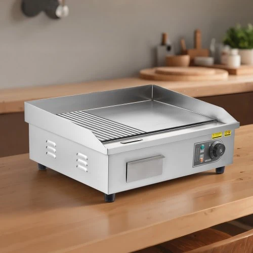 VEVOR Komercinė elektrinė keptuvė-grilis, 535 x 300 mm, 3200 W, 50–300 °C, nerūdijančio plieno korpusas