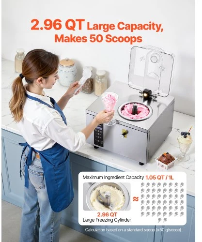 VEVOR Komercinė kietų ledų mašina, 500 W, 5 l/val., 2,8 l
