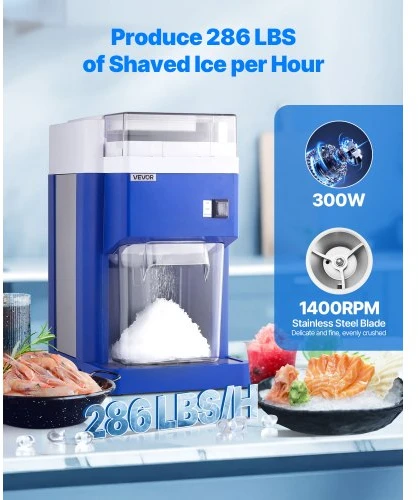 VEVOR Komercinė ledo smulkintuvas, 1,8 l, 300 W, mėlyna