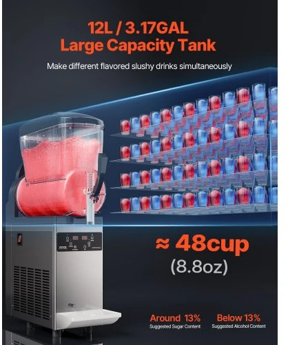 VEVOR Komercinė ledų kokteilių mašina, 12 l, vienas bakas, nerūdijantis plienas, XN120B