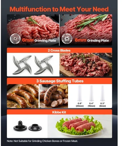 VEVOR Komercinė mėsmalė HC-12D, 4,2kg/min, 750 W