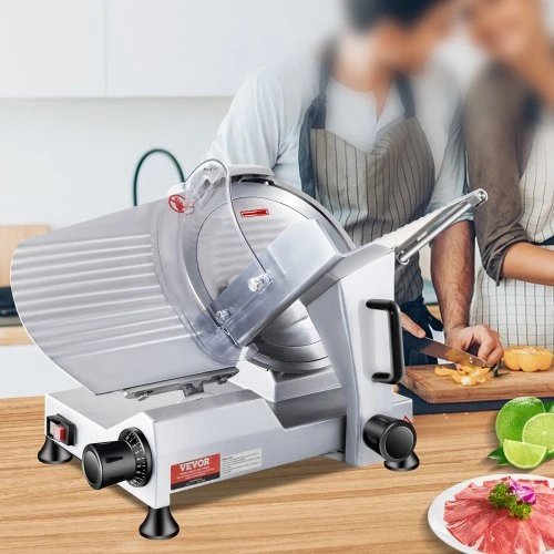 VEVOR Komercinė mėsmalė pjaustyklė, 240 W, 10 colių anglinio plieno ašmenys, JK-250A