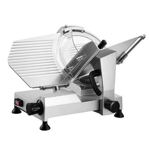 VEVOR Komercinė mėsos pjaustyklė, 400 W, nuimamas 30 cm anglinio plieno peilis, reguliuojamas 0–15 mm storis