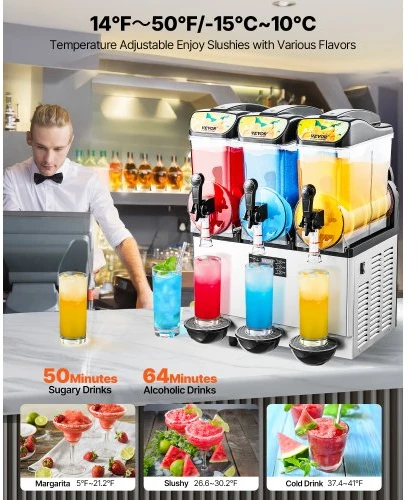 Koduva VEVOR komercinė slush mašina, 15 L x 3, juoda, RLC15*3