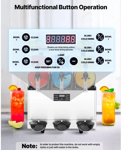 Koduva VEVOR komercinė slush mašina, 15 L x 3, juoda, RLC15*3