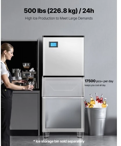 VEVOR Komercinis ledo gaminimo aparato modulis SKF-500BLS, 226,8kg/24 h, 565 x 565 x 562 mm