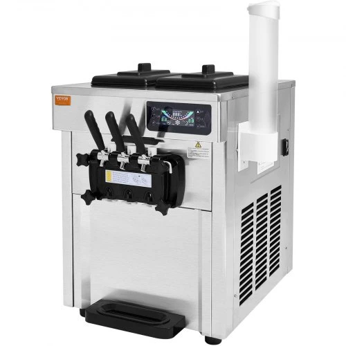 VEVOR Komercinis minkštų ledų aparatas D520S, stalinis, 3 skonių, 18–28 l/val., 1650 W, 2 x 5,5 l