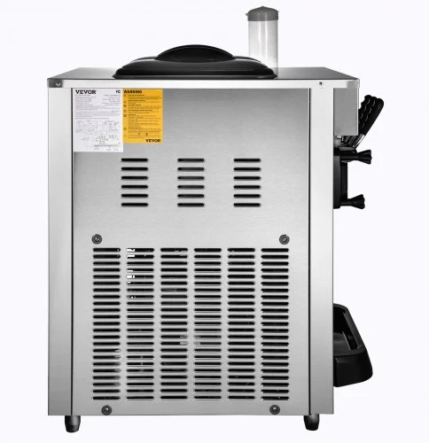 VEVOR Komercinis minkštų ledų aparatas, 22–30 l/val., stalinis, 2 x 6 l talpos bunkeriai, 2 l cilindras, LCD ekranas, sidabrinis