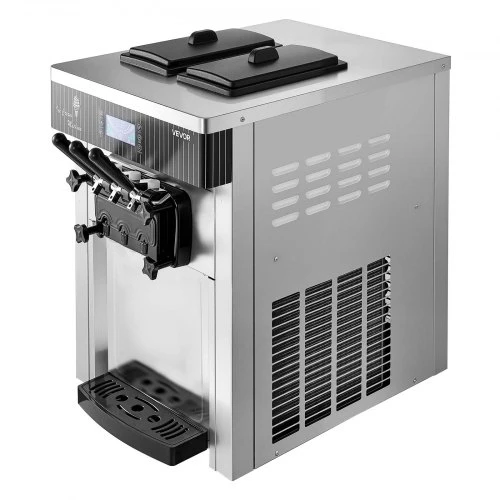 VEVOR Komercinis minkštų ledų aparatas, 20–28 l/h, 2200 W, 3 skonių, stalinis, 2 x 6 l talpos