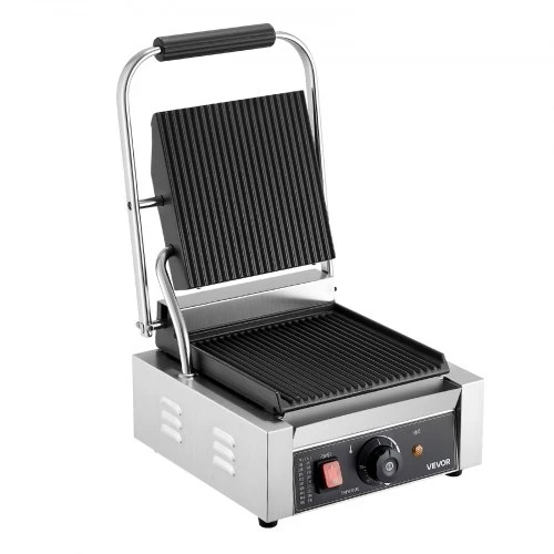 Koduva VEVOR komercinis panini grilis 1800 W, nerūdijančio plieno sumuštinių presas su temperatūros kontrole, 22 x 23 cm