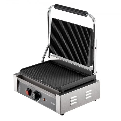 VEVOR Komercinis panini grilis, 2200 W elektrinis sumuštinių presas, 34 x 23 cm, nerūdijančio plieno