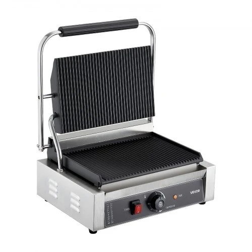 VEVOR Komercinis panini grilis, 2200 W elektrinis sumuštinių presas, 34 x 23 cm, nerūdijančio plieno