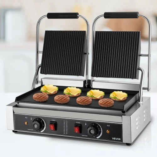 Koduva VEVOR komercinis panini grilis, 3600 W, nerūdijančio plieno, dvigubas sumuštinių presas, 48x23 cm