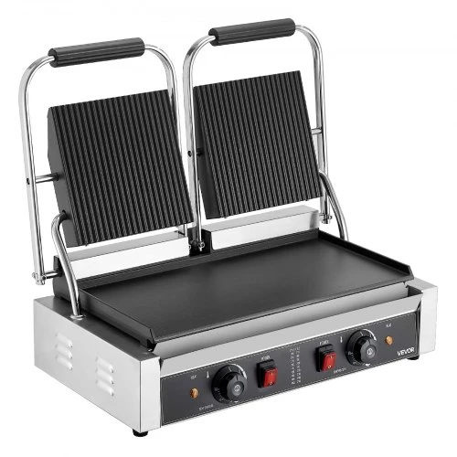 Koduva VEVOR komercinis panini grilis, 3600 W, nerūdijančio plieno, dvigubas sumuštinių presas, 48x23 cm