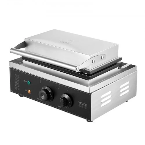 Koduva VEVOR komercinis vaflių kepimo aparatas, 10 vnt., stačiakampis, 1550 W, sidabrinis