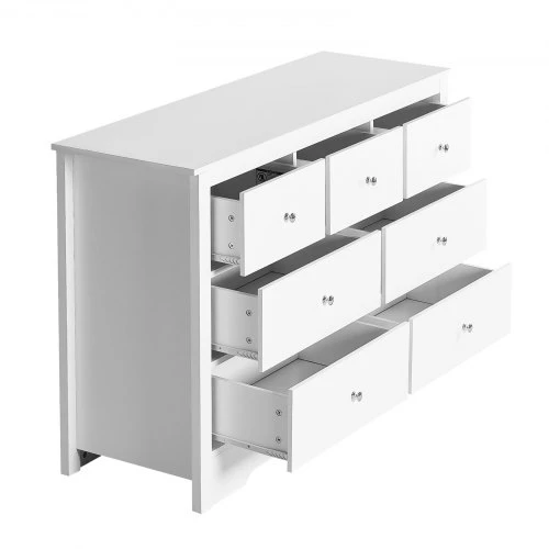 VEVOR Komoda su 7 stalčiais, balta, 119,9 x 40 x 81,3 cm