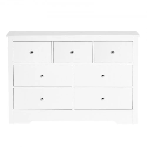 VEVOR Komoda su 7 stalčiais, balta, 119,9 x 40 x 81,3 cm