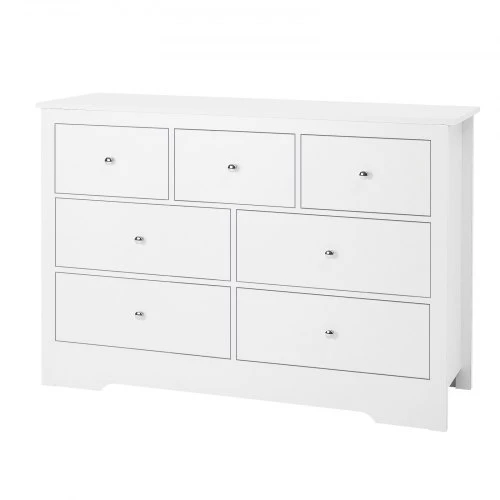 VEVOR Komoda su 7 stalčiais, balta, 119,9 x 40 x 81,3 cm