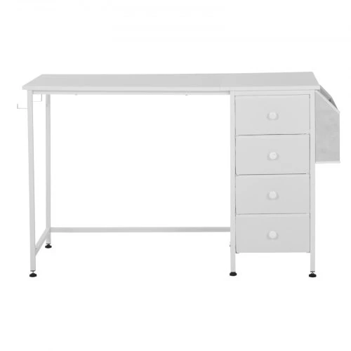 Koduva VEVOR kompiuterinis stalas su medžiaginiais stalčiais, 120 cm, baltas, reversinis