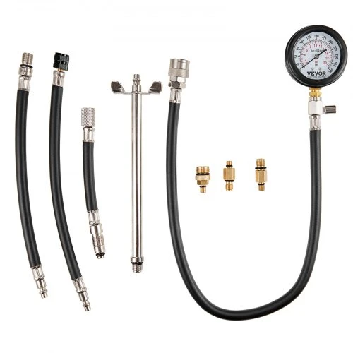 VEVOR Kompresijos testerio adapterių rinkinys, 9 dalių, 0–300 psi, su ilgo pasiekiamumo žarnomis ir dėklu