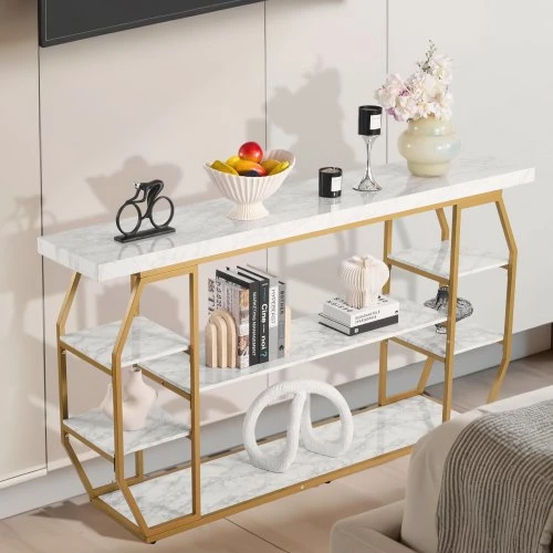 Sofa VEVOR Konsolinis stalas, 3 aukštų, auksinis