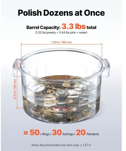 Koduva VEVOR KT-185 magnetinis tumbleris, 180 mm, papuošalų poliruoklis