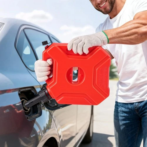 VEVOR Kuro kanistras, 5 l, su snapeliu ir užrakinamu laikikliu, 15 l/min srautas, raudonas