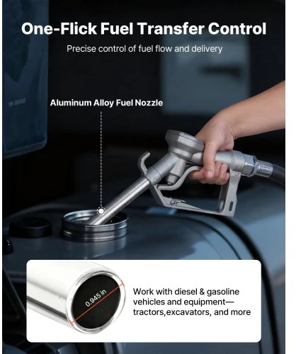 VEVOR Kuro perkėlimo siurblys, 12 V DC, 57 l/min, ketaus, rinkinys su rankiniu uždarymo pistoletu