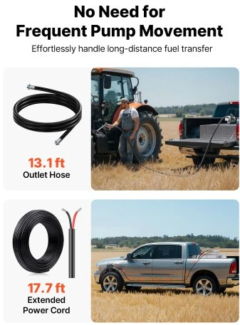 VEVOR Kuro perkėlimo siurblys, 12 V DC, 57 l/min, ketaus, rinkinys su rankiniu uždarymo pistoletu