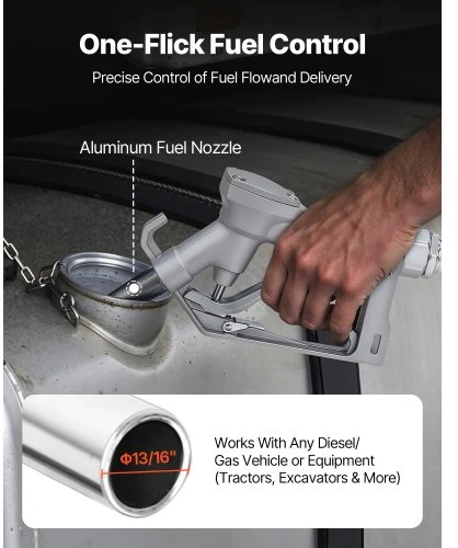 VEVOR Kuro perkėlimo siurblys, 12 V DC, 76 l/min (20 GPM), 186 W (1/4 HP), su rankiniu antgaliu