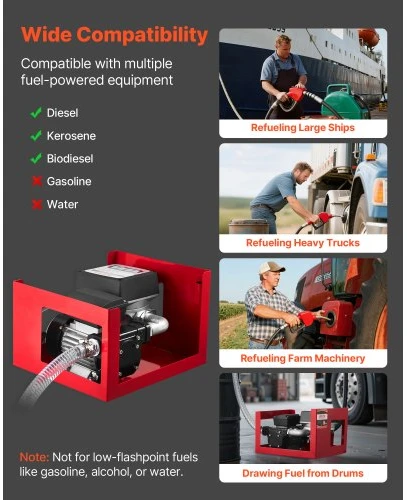 VEVOR Kuro perkėlimo siurblys 230V, 16 GPM 60 l/min, su matuokliu, automatiniu purkštuvu ir 2 žarnomis