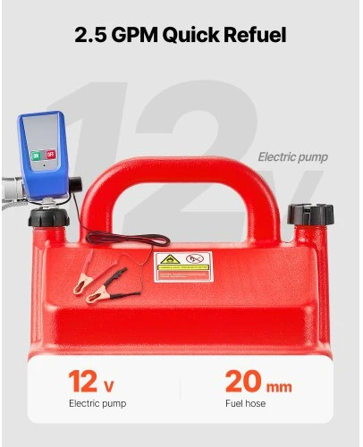 VEVOR Kuro talpa, 16 galonų, nešiojamas kuro bakas su 12 V DC 2,5 GPM elektriniu siurbliu